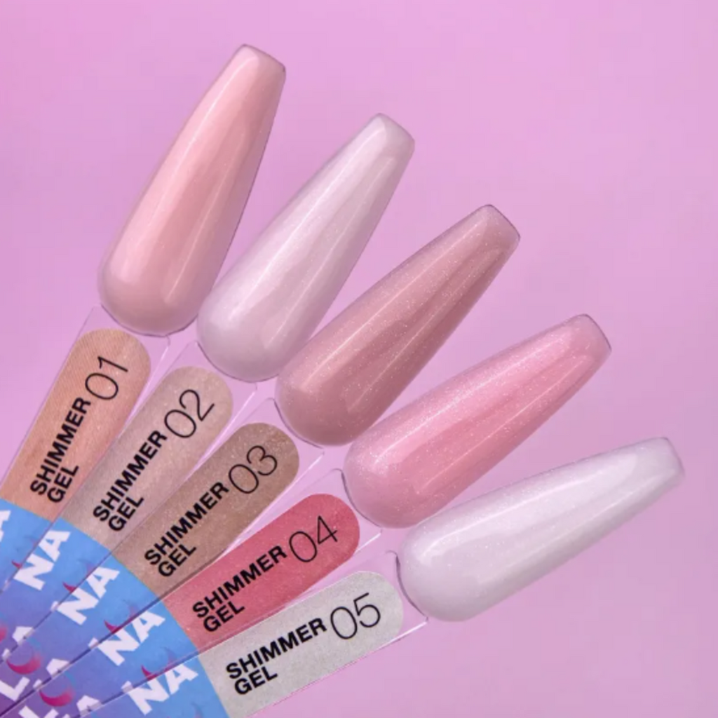 01 - 05 Shimmer Gel – Aufbaugel mit Glitzer 15ml