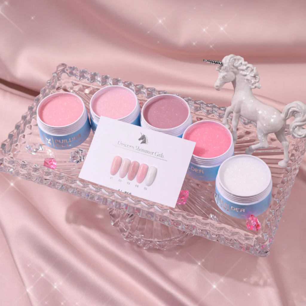 01 - 05 Shimmer Gel – Aufbaugel mit Glitzer 15ml