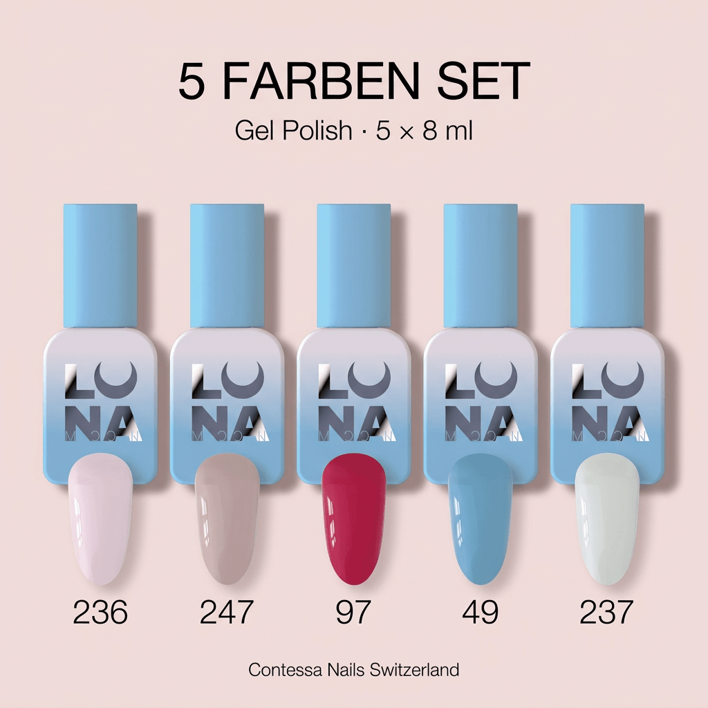Bundle од пет бои Gel Polish: 236, 247, 97, 49 и 237