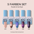 LunaMoon Nude & Cat Eye 5 Farben Set – UV Gel Polish